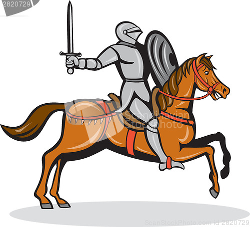 Image of Knight Riding Horse Cartoon