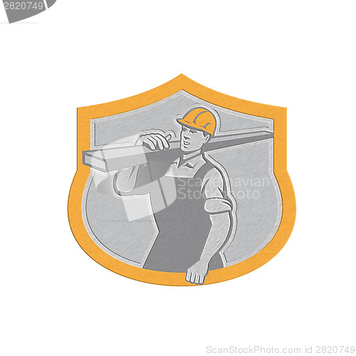 Image of Metallic Carpenter Carry Lumber Shield Retro