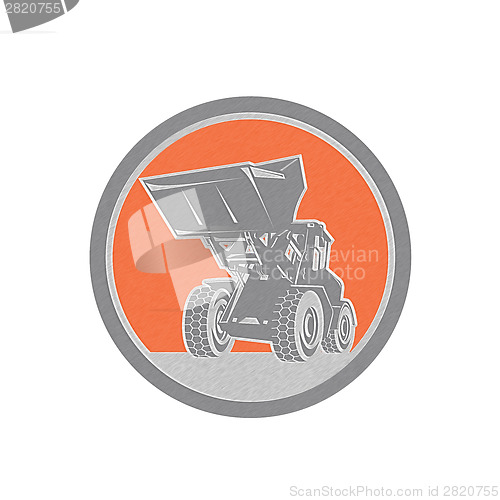 Image of Metallic Front End Loader Digger Excavator Circle Retro