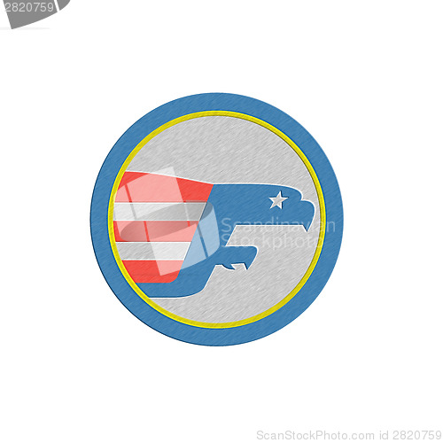 Image of Metallic Eagle Flying Flag Side Circle Retro