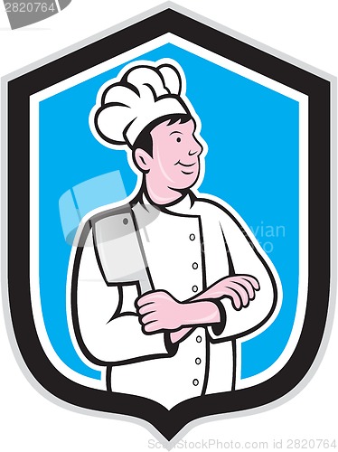 Image of Chef Cook Holding Knife Arms Crossed Cartoon