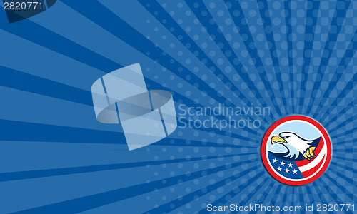 Image of Business card American Bald Eagle Clutching Flag Circle Retro