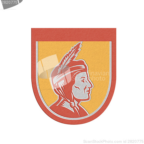 Image of Metallic Native American Indian Chief Shield Retro