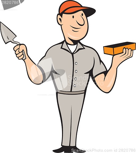 Image of Bricklayer Mason Plasterer Standing Cartoon