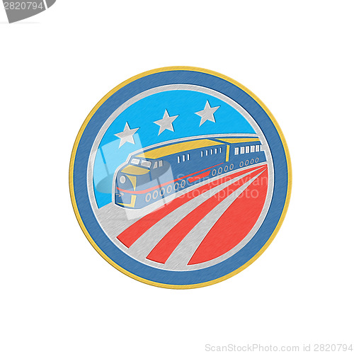 Image of Metallic Steam Train Locomotive Retro Shield