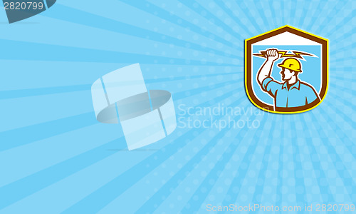 Image of Business card Electrician Holding Lightning Bolt Side Shield