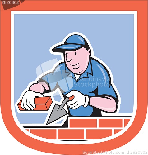 Image of Bricklayer Mason Plasterer Worker Cartoon