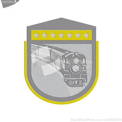 Image of Metallic Steam Train Locomotive Retro Shield