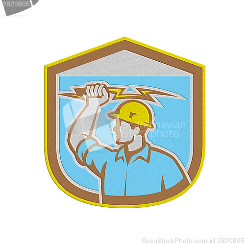 Image of Metallic Electrician Holding Lightning Bolt Side Shield
