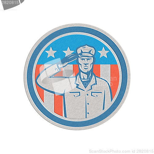 Image of American Soldier Salute Flag Circle Retro
