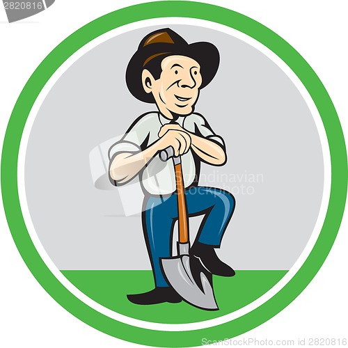 Image of Farmer Shovel Standing Cartoon