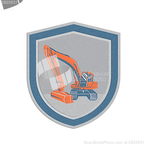Image of Metallic Mechanical Digger Excavator Retro Shield