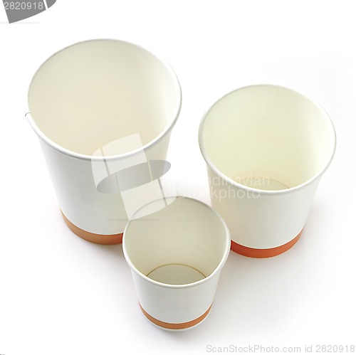 Image of various kinds of paper take away coffee cups