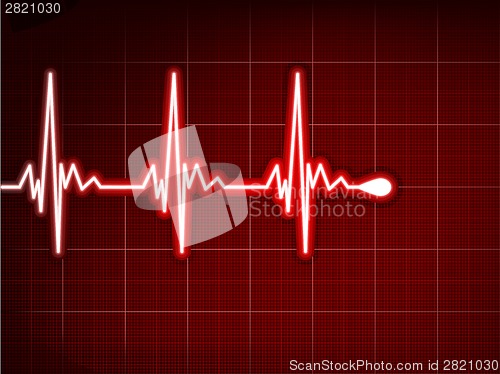 Image of Heart cardiogram with shadow on it deep red. EPS 8