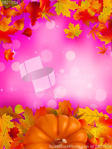 Image of Orange Pumpkin on elegant pink bokeh. EPS 8