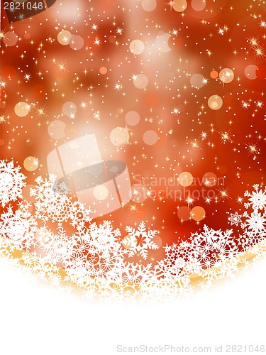 Image of Orange winter background with snowflakes. EPS 8