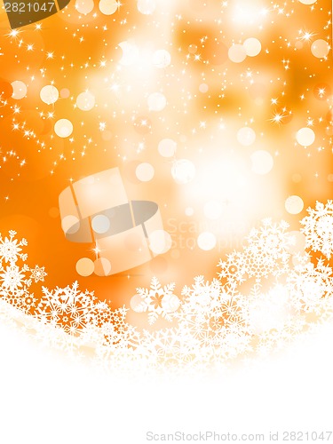 Image of Orange background with snowflakes. EPS 8