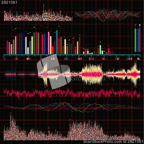 Image of Sound waves set. Music background. EPS 8