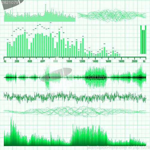 Image of Sound waves set. Music background. EPS 8