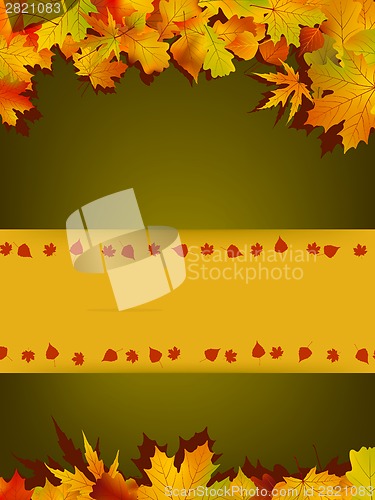 Image of Autumn card of colored leafs. EPS 8