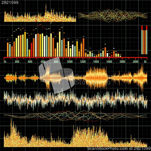 Image of Sound waves set. Music background. EPS 8