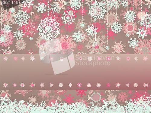 Image of Vintage Christmas card with snowflakes. EPS 8