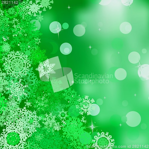 Image of Green Christmas with white snowflakes. EPS 8