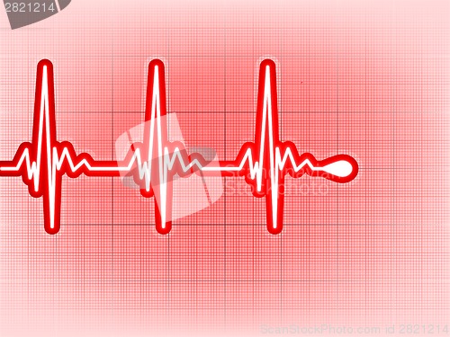 Image of Heart cardiogram with shadow on it deep red. EPS 8