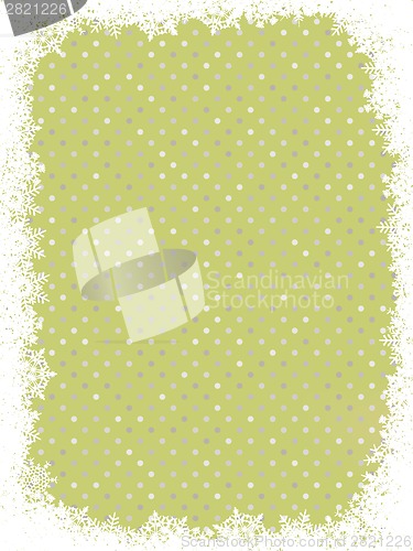 Image of Green polka dot design with snowflakes. EPS 8