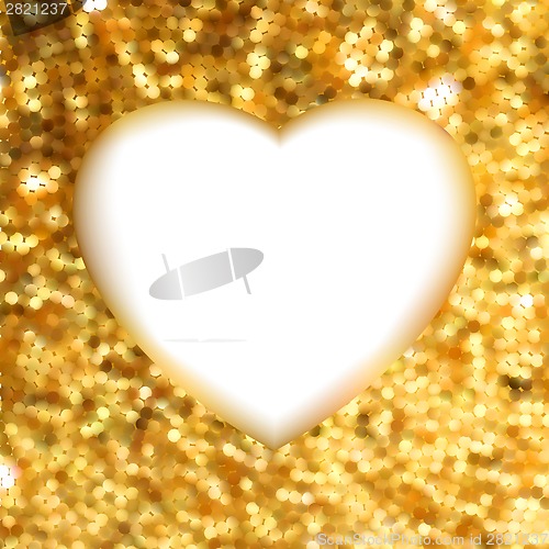 Image of Gold frame in the shape of heart. EPS 8