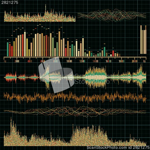 Image of Sound waves set. Music background. EPS 8