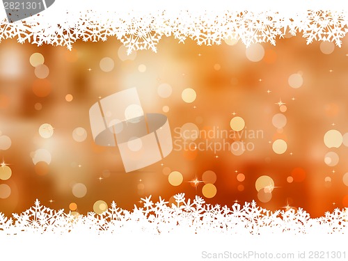 Image of Orange background with snowflakes. EPS 8