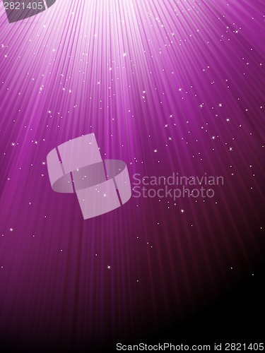 Image of Snow and stars on purple luminous rays. EPS 8