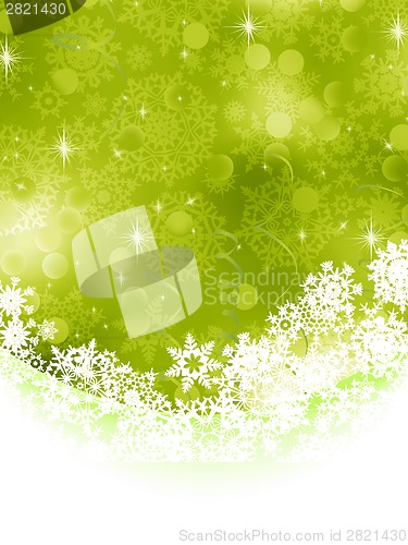 Image of Green background with snowflakes. EPS 8
