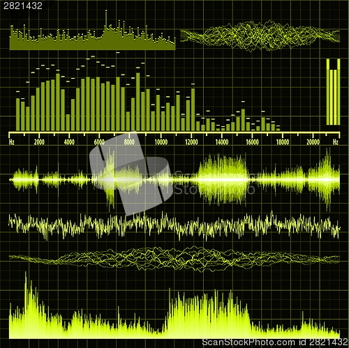 Image of Sound waves set. Music background. EPS 8