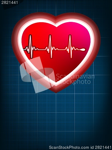 Image of Abstract heart beats cardiogram on blue. EPS 8