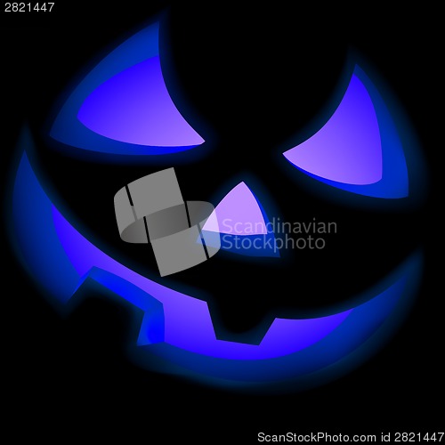 Image of Jack O Lantern pumpkin illuminated green. EPS 8