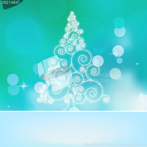 Image of Christmas abstract tree on a blue bokeh  EPS 8