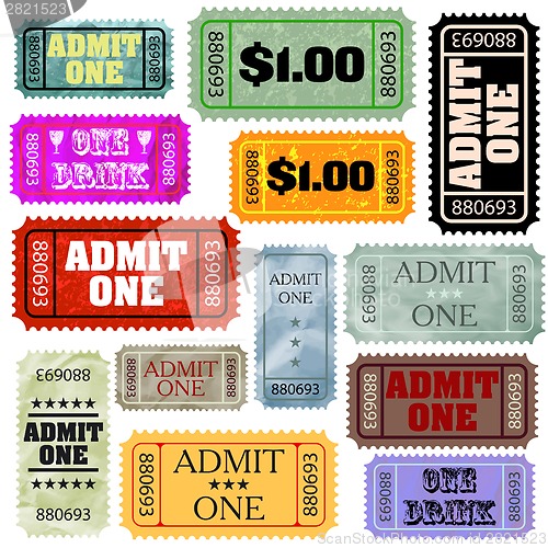 Image of Tickets in different styles template set. EPS 8