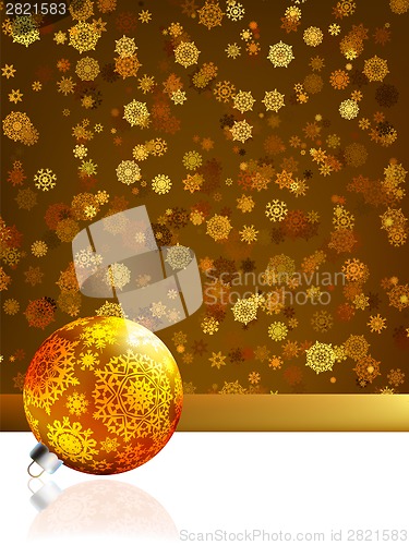 Image of Gold happy Christmas card,winter background. EPS 8