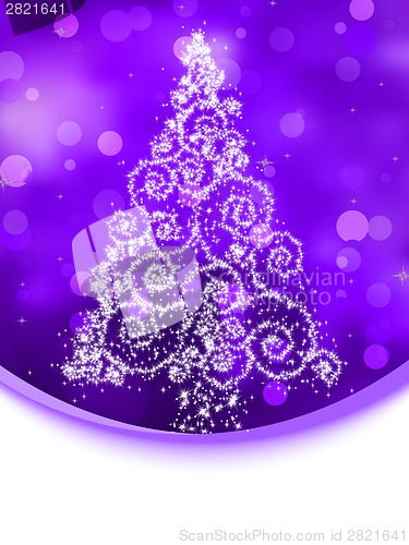 Image of Christmas tree illustration on violet bokeh. EPS 8