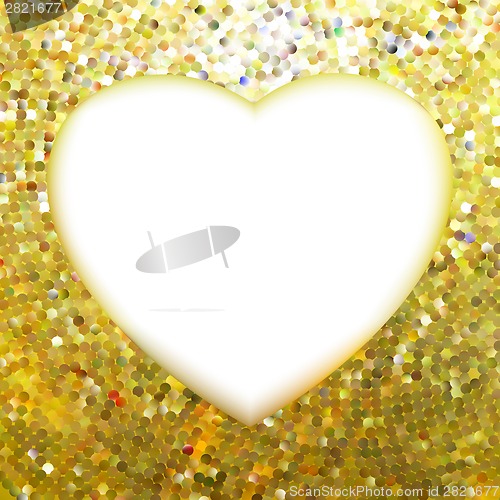 Image of Yellow Gold frame in the shape of heart. EPS 8