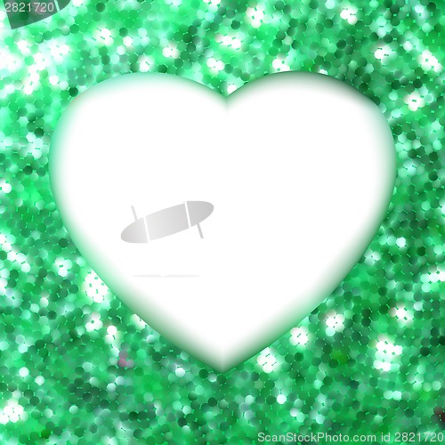 Image of Green frame in the shape of heart. EPS 8