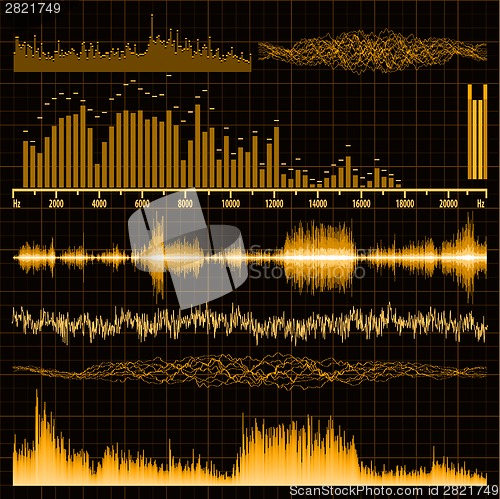 Image of Sound waves set. Music background. EPS 8