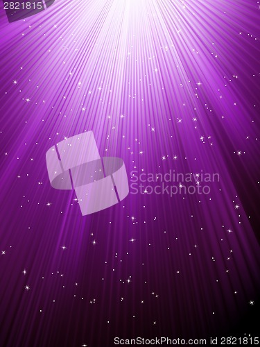 Image of Stars are falling on purple luminous rays. EPS 8