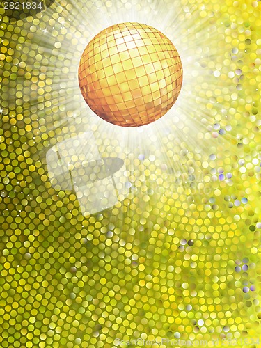 Image of Gold disco ball on burst with mosaic detail. EPS 8