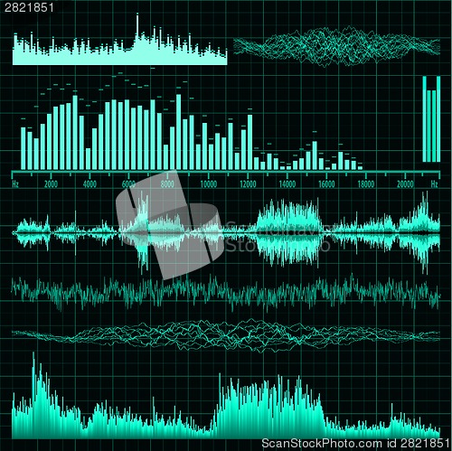 Image of Sound waves set. Music background. EPS 8