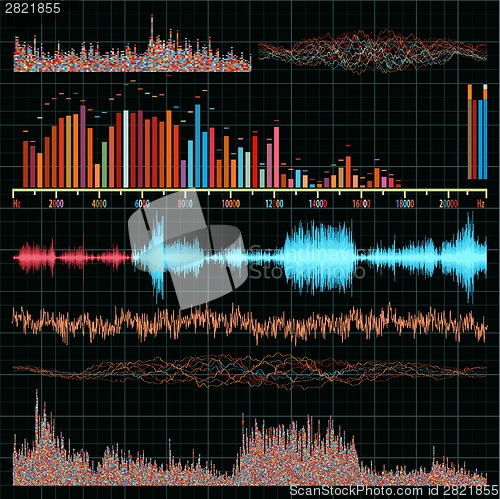 Image of Sound waves set. Music background. EPS 8