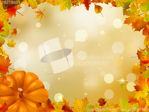 Image of Autumn Pumpkins and leaves. EPS 8