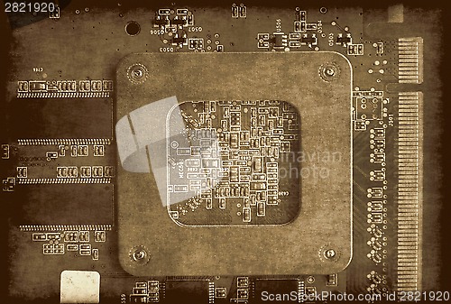 Image of Electronic circuit board grunge background
